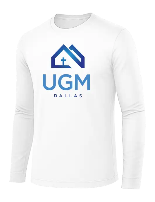 Long Sleeve White PosiCharge Competitor Tee w/UGM Logo
