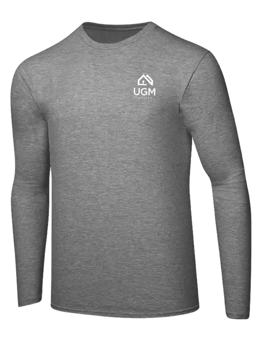 Ring Spun Light Heather Grey 4.5 oz Long Sleeve T-Shirt w/UGM Logo