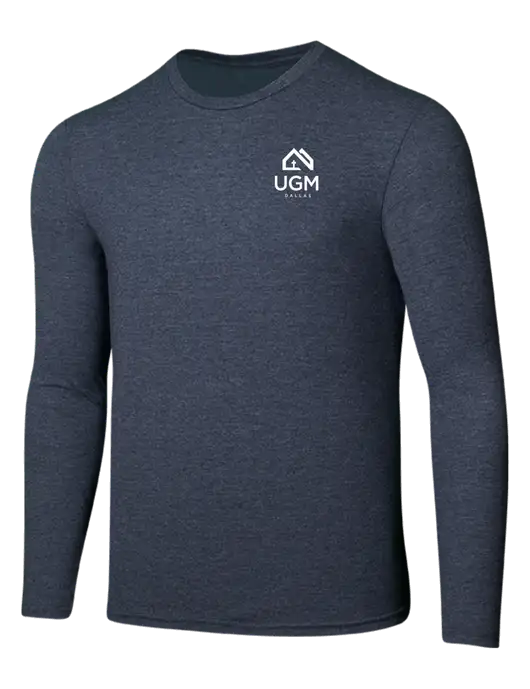Seriously Soft Heathered Navy Long Sleeve T-Shirt w/UGM Logo