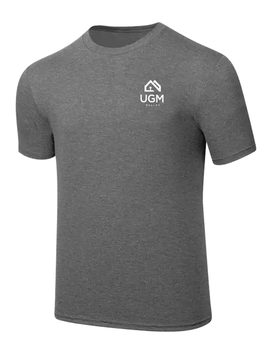 Simply Soft Heathered Medium Grey 4.5oz  Poly/Combed Ring Spun Cotton T-Shirt w/UGM Logo