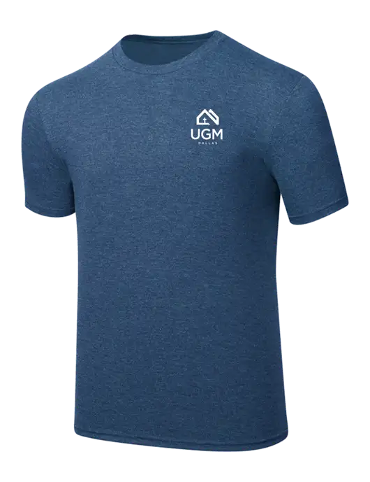 Simply Soft Heathered Navy 4.5oz  Poly/Combed Ring Spun Cotton T-Shirt w/UGM Logo
