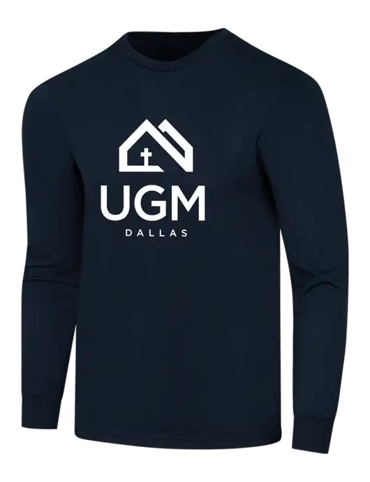 Simply Soft Long Sleeve Navy 4.5 oz, Poly/Combed Ring Spun Cotton T-Shirt w/UGM Logo