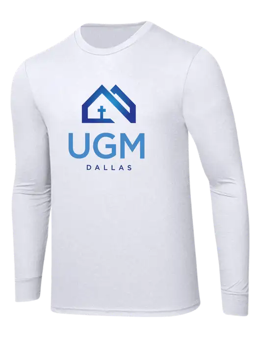 Simply Soft Long Sleeve White 4.5 oz, Poly/Combed Ring Spun Cotton T-Shirt w/UGM Logo