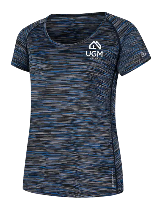 OGIO Womens Black/Royal Space Dye Verge Scoop Neck w/UGM Logo