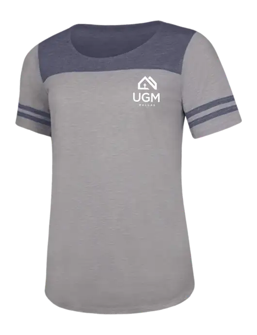 Navy Heather/Light Grey Heather Womens PosiCharge Tri-Blend Wicking Tee w/UGM Logo