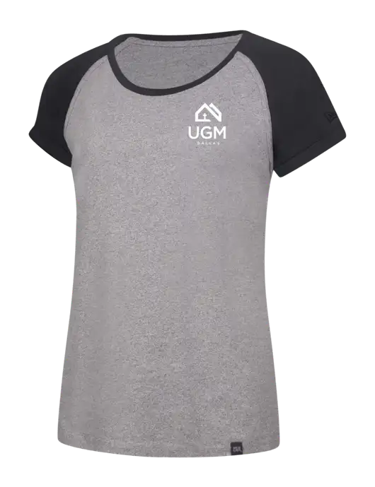 New Era Womens Light Grey/Dark Grey Twist Heritage Blend Varsity Tee w/UGM Logo
