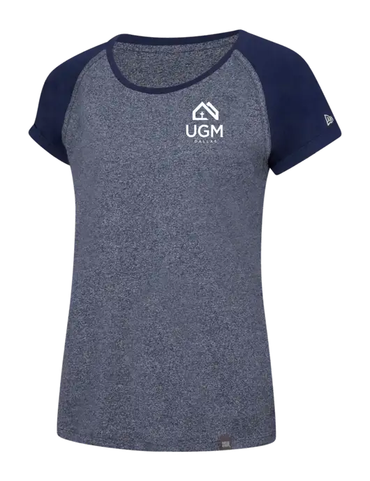 New Era Womens Light Navy Heather/Light Navy Twist Heritage Blend Varsity Tee w/UGM Logo