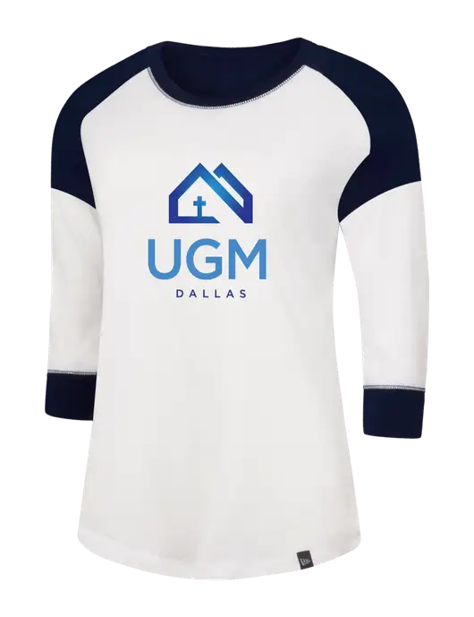 New Era Womens Navy/White Heritage Blend 3/4-Sleeve Raglan Tee w/UGM Logo