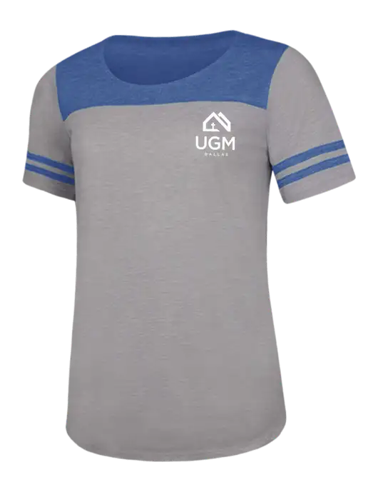 Royal Heather/Light Grey Heather Womens PosiCharge Tri-Blend Wicking Tee w/UGM Logo