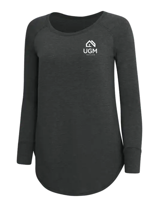 Womens Perfect Wide Collar Tunic Tri-Blend Black Frost 4.5 oz T-Shirt w/UGM Logo
