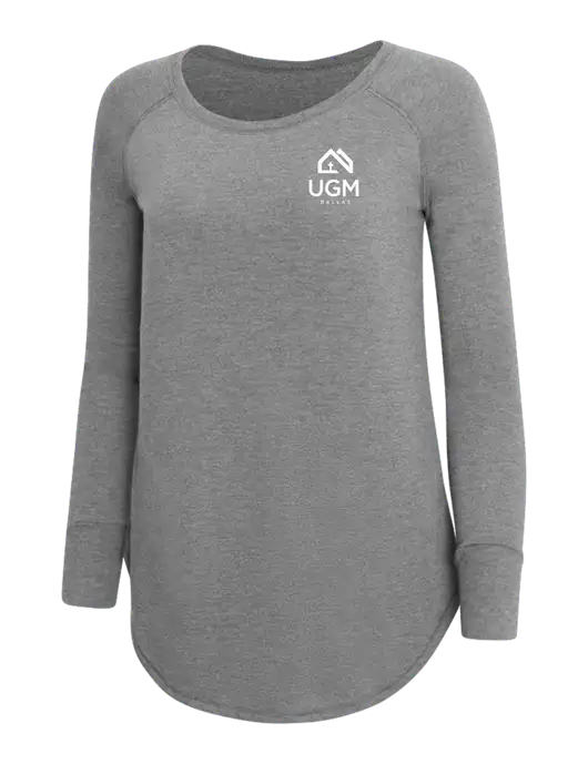 Womens Perfect Wide Collar Tunic Tri-Blend Grey Frost 4.5 oz T-Shirt w/UGM Logo