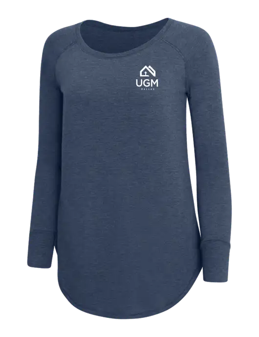 Womens Perfect Wide Collar Tunic Tri-Blend Navy Frost 4.5 oz T-Shirt w/UGM Logo