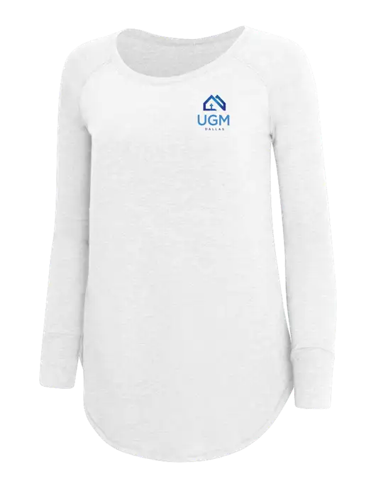 Womens Perfect Wide Collar Tunic Tri-Blend White 4.5 oz T-Shirt w/UGM Logo