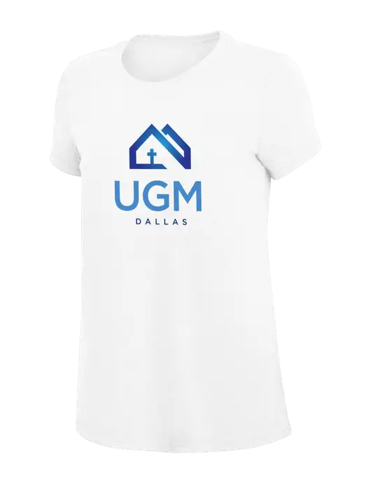Womens Simply Soft White 4.5oz Poly/Combed Ring Spun Cotton T-Shirt
 w/UGM Logo