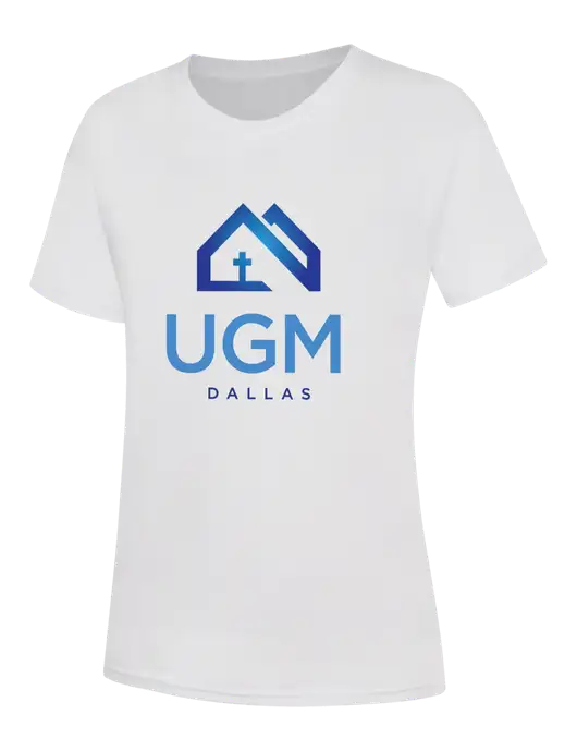 Womens White Core Blend Tee w/UGM Logo