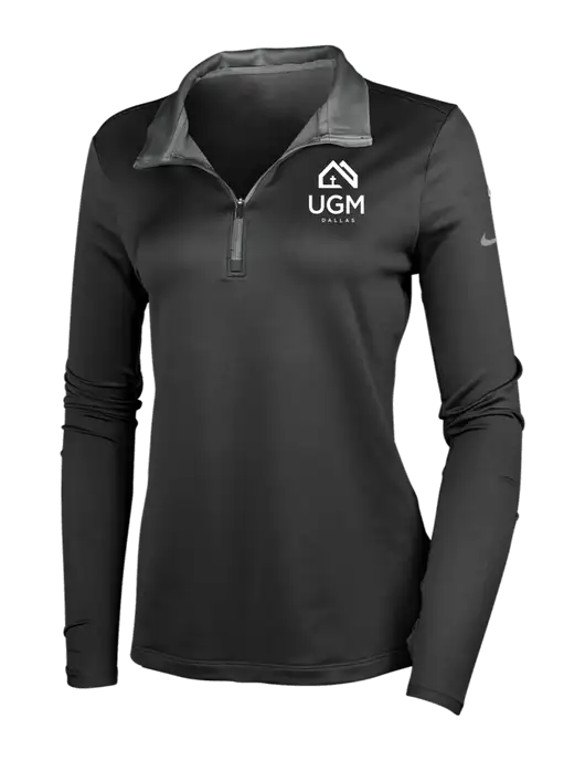 NIKE Black/Dark Grey Womens Dry-Fit Stretch 1/2 Zip Cover-Up w/UGM Logo