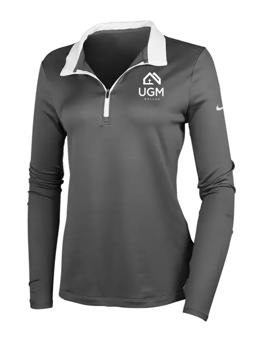 NIKE Dark Grey/White Womens Dry-Fit Stretch 1/2 Zip Cover-Up w/UGM Logo