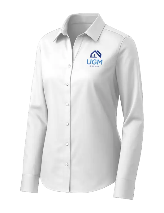 Brooks Brothers Womens White Wrinkle-Free Stretch Pinpoint Shirt w/UGM Logo
