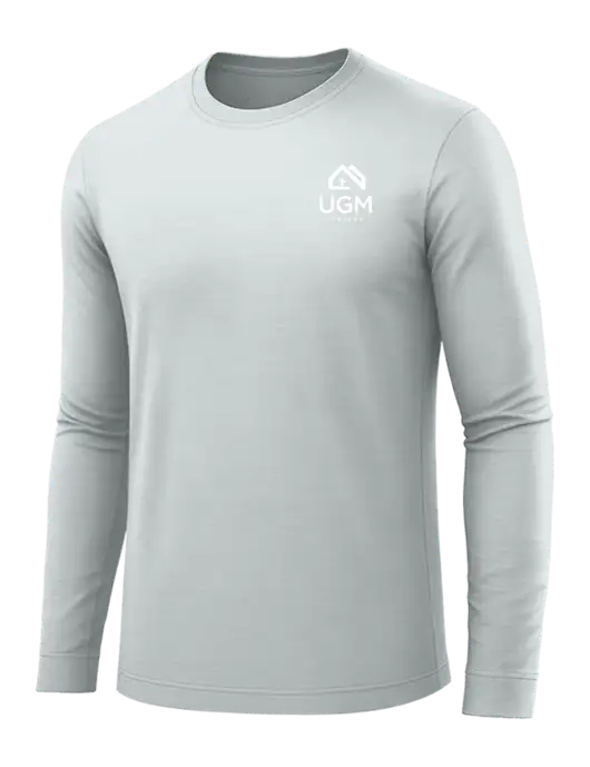 Long Sleeve Light Grey PosiCharge Competitor Tee w/UGM Logo