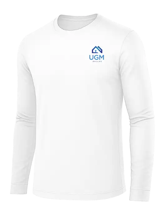 Long Sleeve White PosiCharge Competitor Tee w/UGM Logo