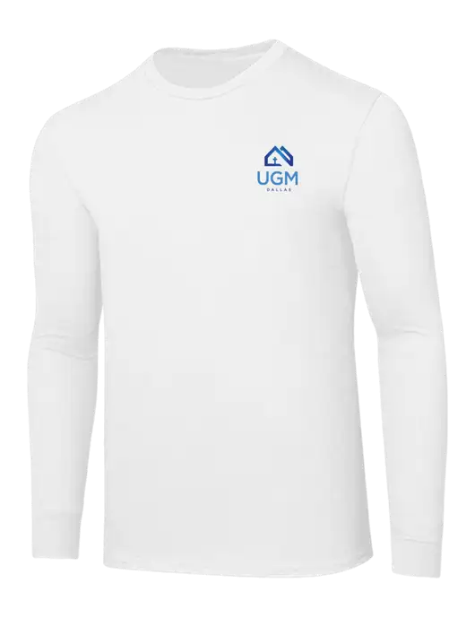Core Blend White Long Sleeve Tee w/UGM Logo
