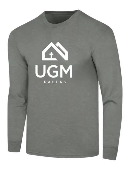 Simply Soft Long Sleeve Heathered Charcoal 4.5 oz, Poly/Combed Ring Spun Cotton T-Shirt w/UGM Logo