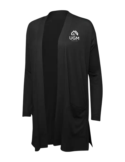 Black Womens Concept Long Pocket Cardigan w/UGM Logo