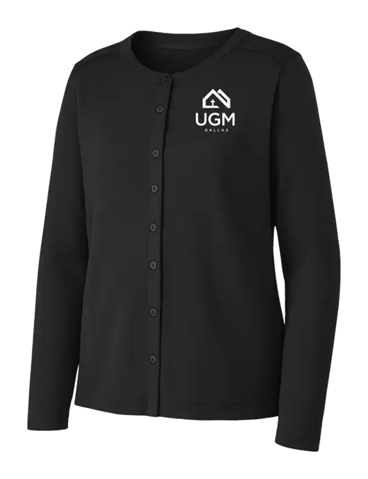 Black Womens Concept Stretch Button-Front Cardigan Sweater w/UGM Logo