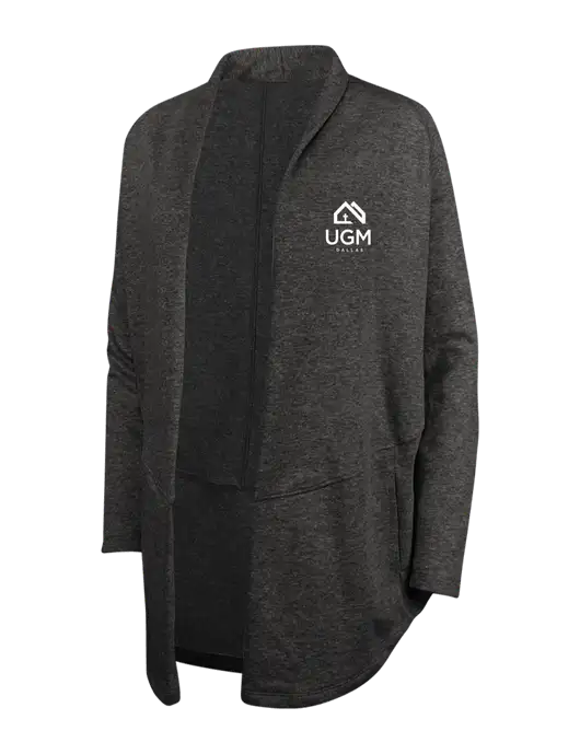 Charcoal Heather/ Medium Heather Grey Womens Interlock Cardigan w/UGM Logo
