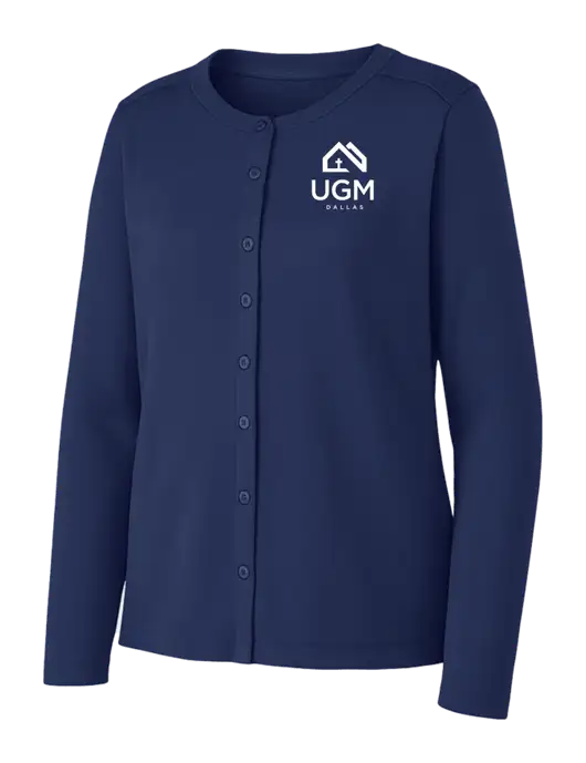 Dress Blue Navy Womens Concept Stretch Button-Front Cardigan Sweater w/UGM Logo