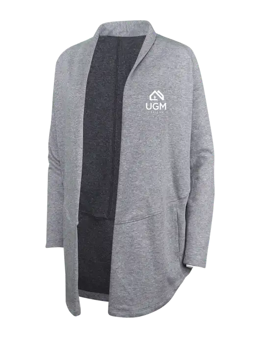 Medium Heather Grey/Char Heather Womens Interlock Cardigan w/UGM Logo