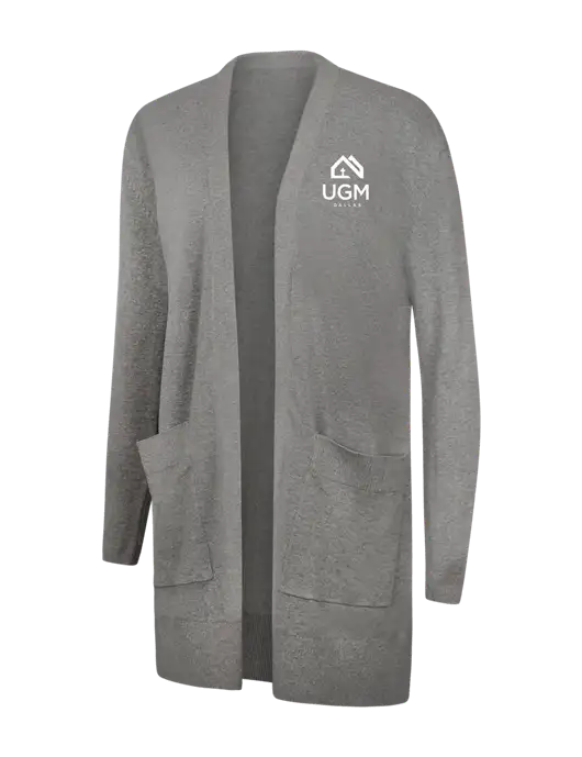 Mercer+Mettle Womens Light Grey Heather Open Front Cardigan Sweater w/UGM Logo