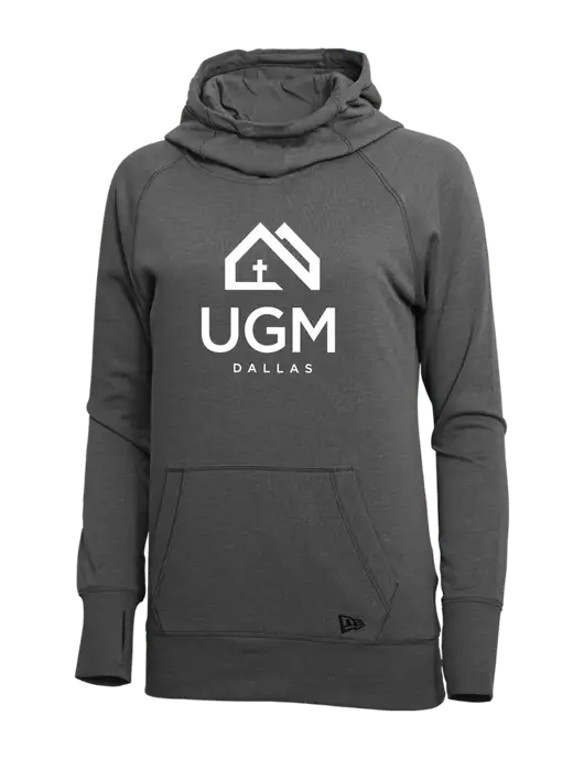 New Era Black Heather Womens Tri-Blend Fleece Pullover Hoodie w/UGM Logo