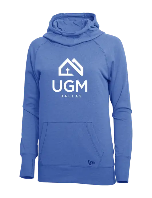 New Era Royal Heather Womens Tri-Blend Fleece Pullover Hoodie w/UGM Logo