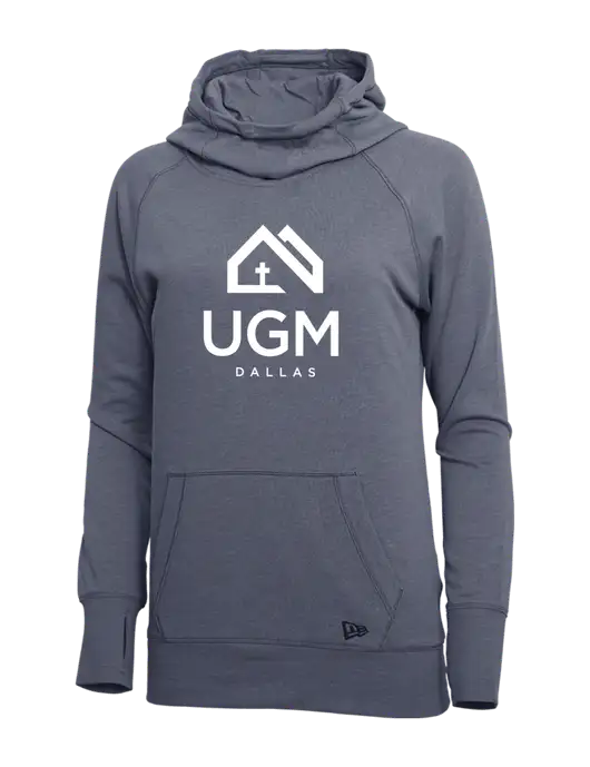 New Era True Navy Heather Womens Tri-Blend Fleece Pullover Hoodie w/UGM Logo