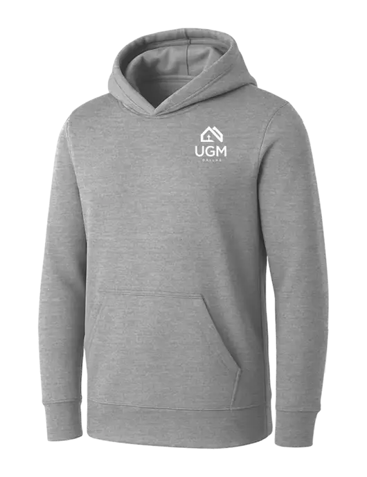 Womens Light Grey Heather Core Fleece Pullover Hooded Sweatshirt w/UGM Logo