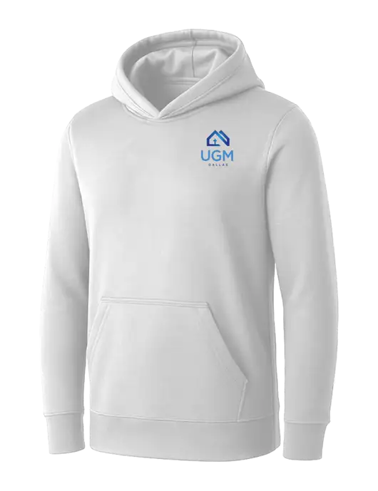 Womens White Core Fleece Pullover Hooded Sweatshirt w/UGM Logo