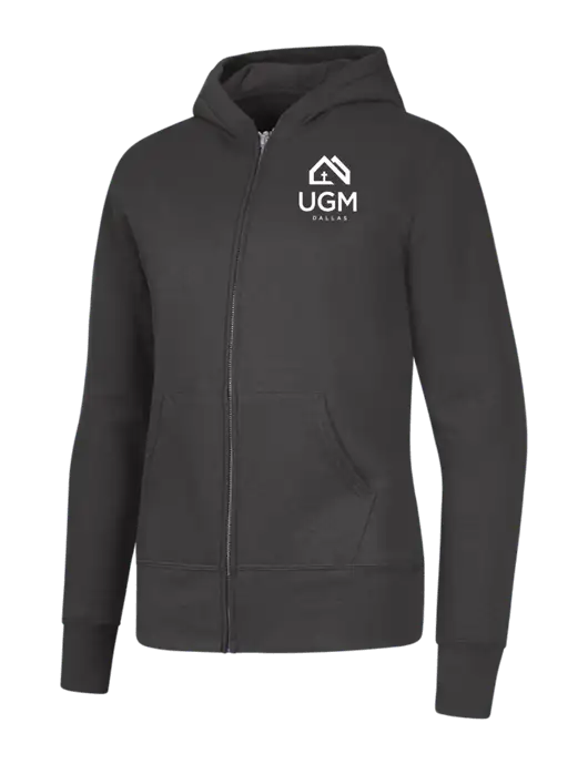 Charcoal Womens Core Fleece Full-Zip Hooded Sweatshirt w/UGM Logo