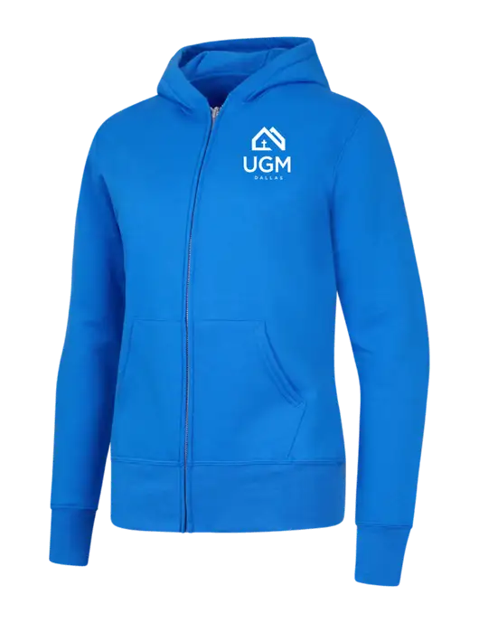 Royal Womens Core Fleece Full-Zip Hooded Sweatshirt w/UGM Logo