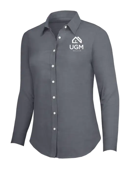 Dark Grey Womens SuperPro Oxford Shirt w/UGM Logo