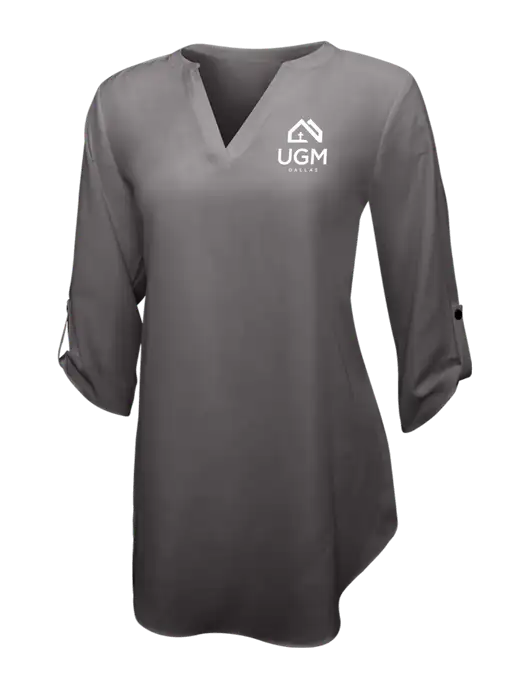 Dark Grey Womens 3/4 Sleeve Tunic Blouse w/UGM Logo