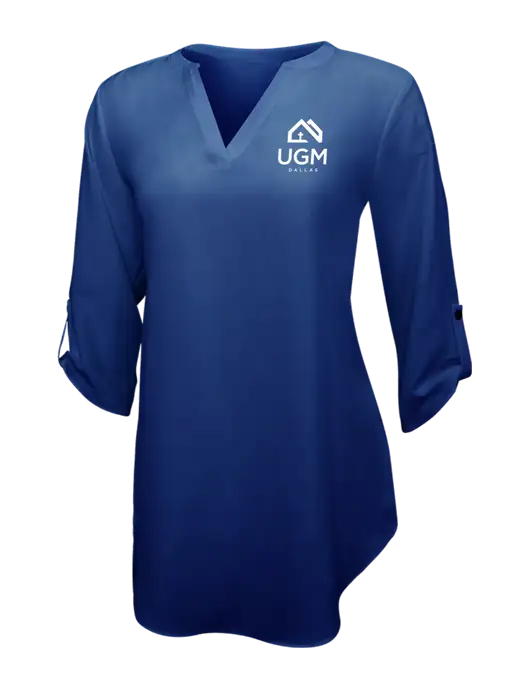 Dark Royal Womens 3/4 Sleeve Tunic Blouse w/UGM Logo