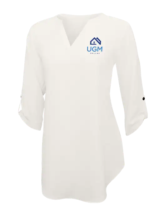 Ivory Womens 3/4 Sleeve Tunic Blouse w/UGM Logo