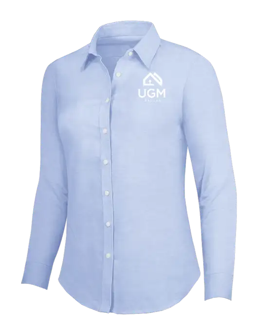 Light Blue Womens SuperPro Oxford Shirt w/UGM Logo