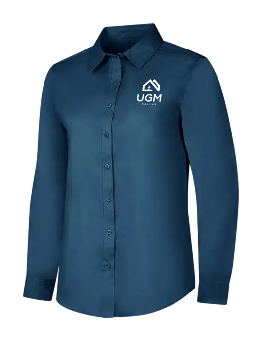 Light Navy Womens Long Sleeve Superpro React Twill Shirt w/UGM Logo