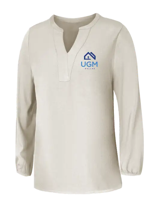 Mercer+Mettle Womens Ivory Stretch Crepe 3/4 Sleeve Blouse w/UGM Logo