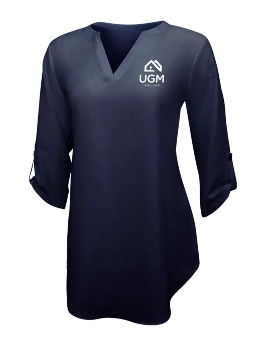 Navy Womens 3/4 Sleeve Tunic Blouse w/UGM Logo