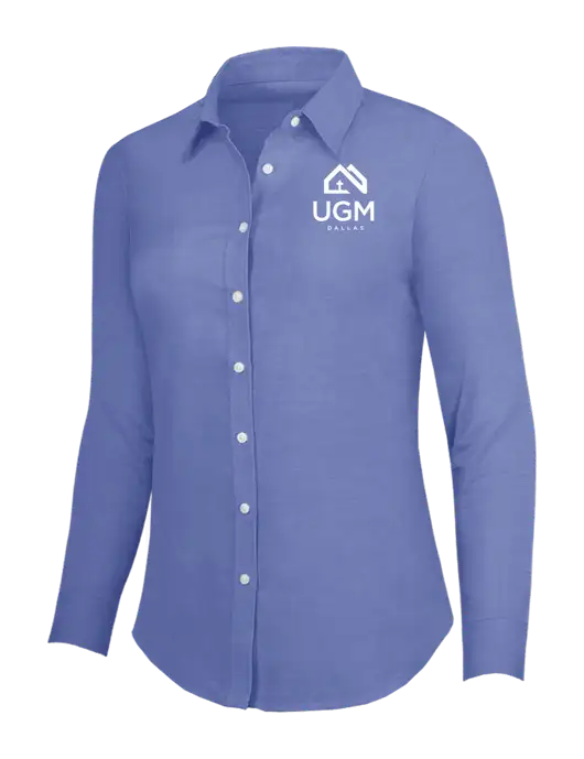 Navy Womens SuperPro Oxford Shirt w/UGM Logo