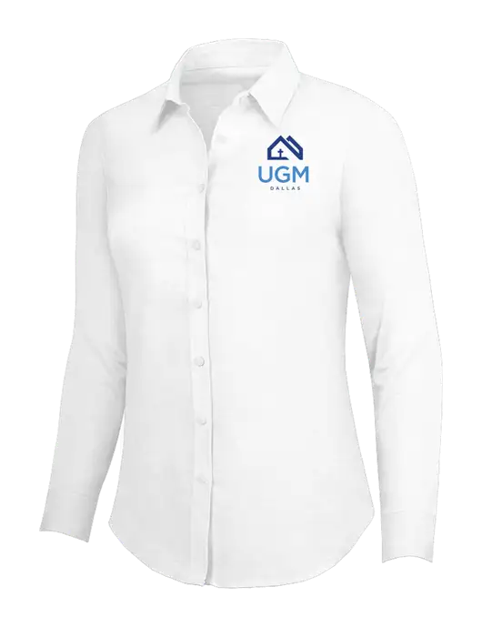 White Womens SuperPro Oxford Shirt w/UGM Logo