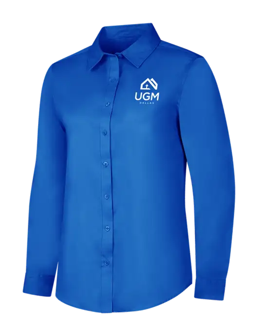 Womens Long Sleeve Royal Blue Superpro React Twill Shirt w/UGM Logo
